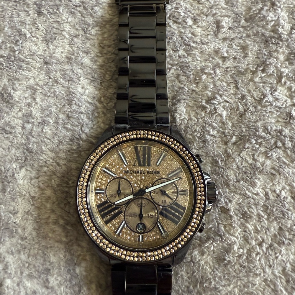 Michael Kors Black and Gold Crystal Watch